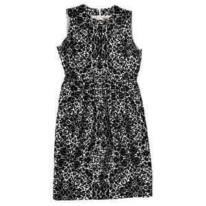 Tory Burch Monochrome Silk-Blend Shift Dress Black/White Florals Size 6